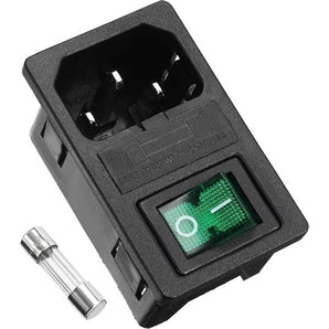 IEC320 C14 Inlet Power Socket With Green Rocker Switch