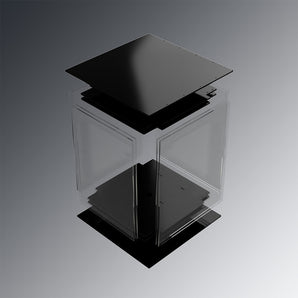 Micron Doom 180mm panel kit with clear acrylic and black ACM panels laid out for assembly