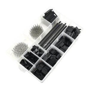 1550 piece 2.54mm Dupont connector kit in organizer case with black housings, male headers, and crimp pins