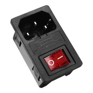 IEC320 C14 Inlet Power Socket With Red Rocker Switch