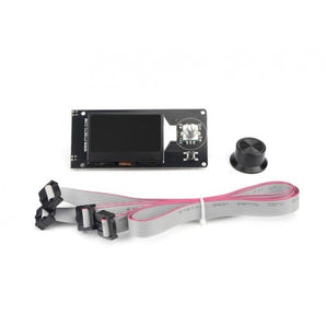 FYSETC Mini 12864 Type B LCD display board with rotary encoder knob and two EXP ribbon cables